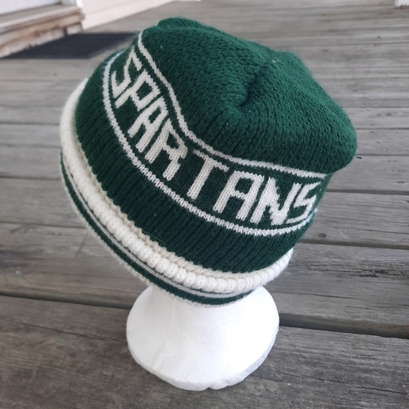 Vintage Michigan State University MSU Spartans fold over knit stocking hat - Picture 5 of 10